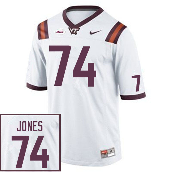 Men #74 William Jones Virginia Tech Hokies College Football Jerseys Sale-White - Click Image to Close
